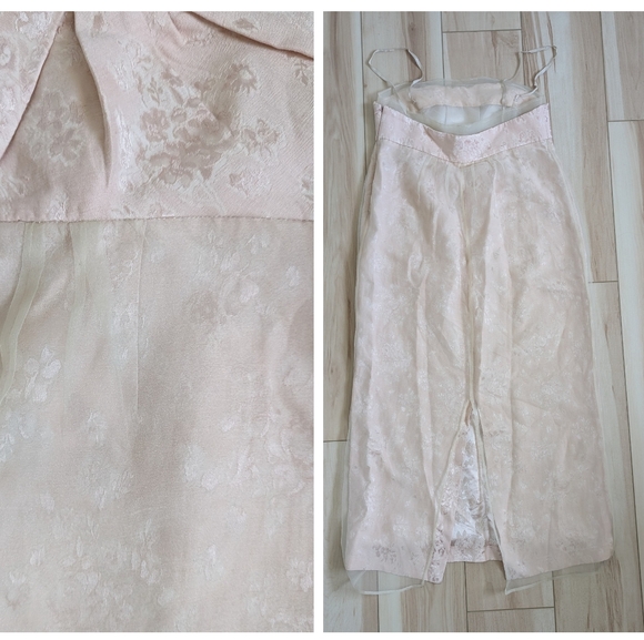 Zara Limited Edition Mixed Organza Midi Dress linen dusty pink studio - Picture 11 of 14